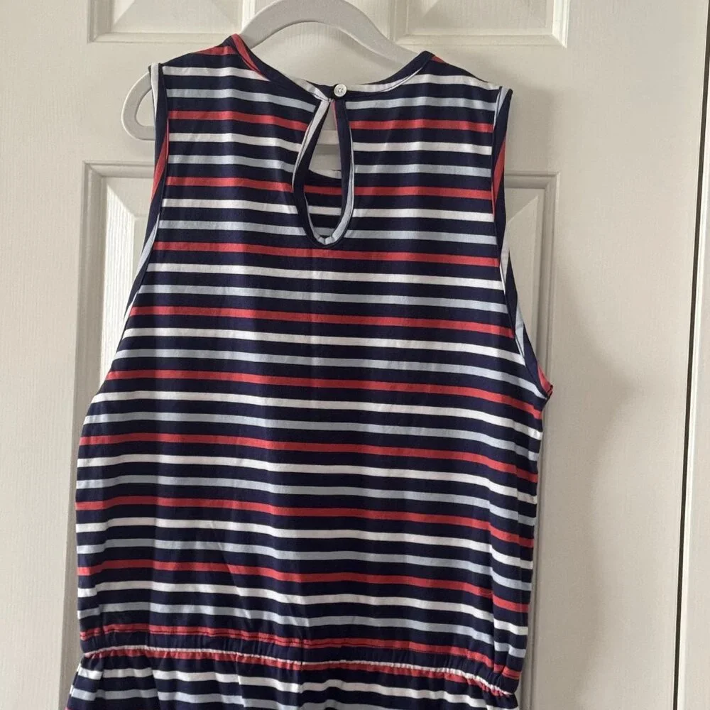 New Classic Prep Girls Addie Romper East Beach Stripe Shortall Size XL